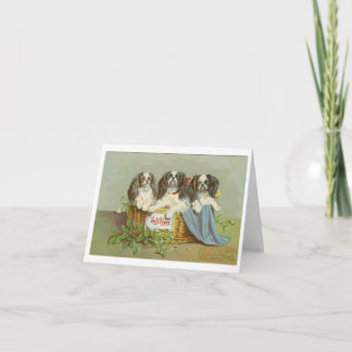 Weihnachtskarte Vintager Welpe Feiertagskarte