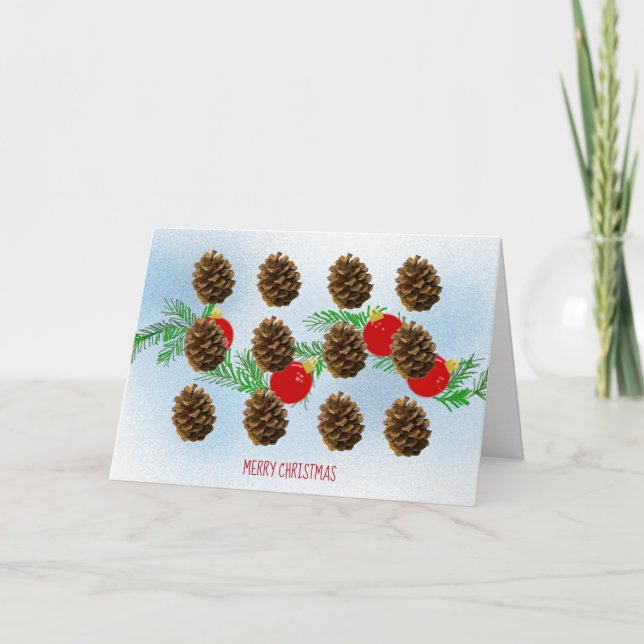 Weihnachtskarte von Boughs und Pinecones Feiertagskarte (Vorderseite)