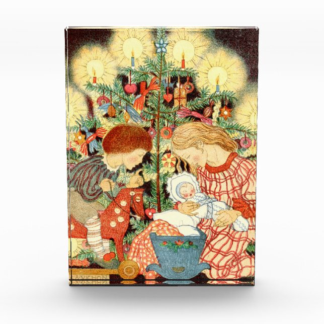 Weihnachtskarte | Weihnachtsbaumkinder Fotoblock (Vorderseite)