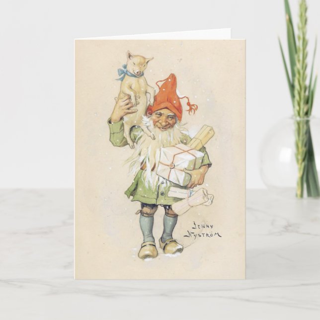 Weihnachtskarte | Weihnachtself mit Geschenken Feiertagskarte (Vorderseite)