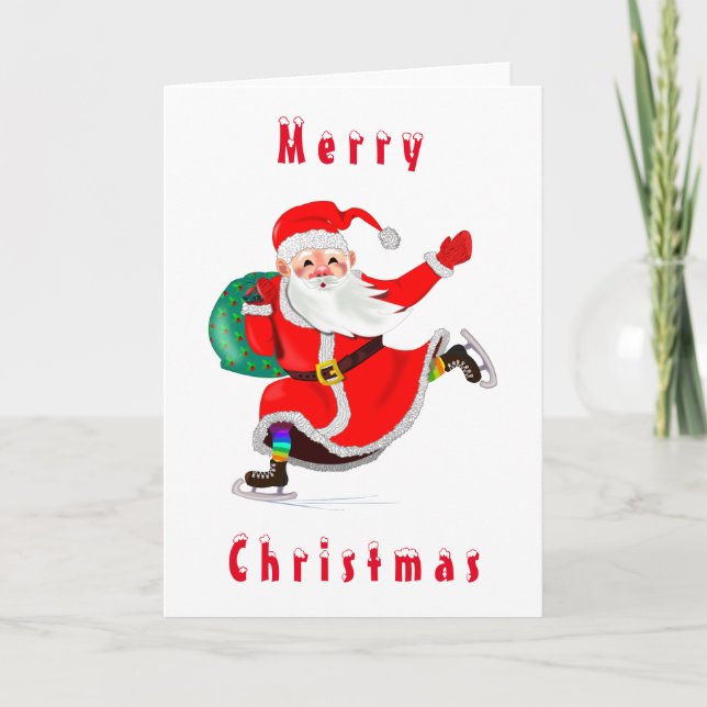 Weihnachtskarte Weihnachtsmann mit Geschenk - Dein Karte (Vorderseite)