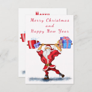 Weihnachtskarte Weihnachtsmann mit Geschenken