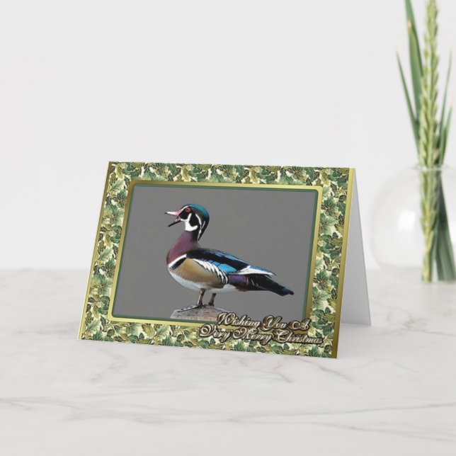 Weihnachtskarte Wood Duck Feiertagskarte (Vorderseite)
