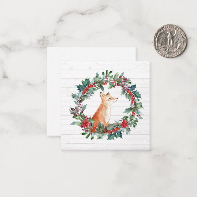 Weihnachtskarte Woodland Fox Mitteilungskarte (Vorderseite/Rückseite Beispiel)