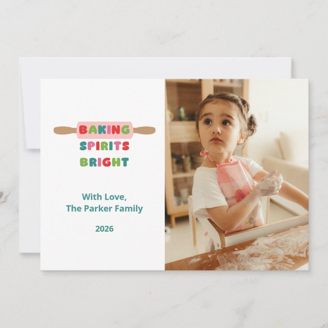 Weihnachtskarten 'Baking Spirits Bright' Einladung (Vorderseite)