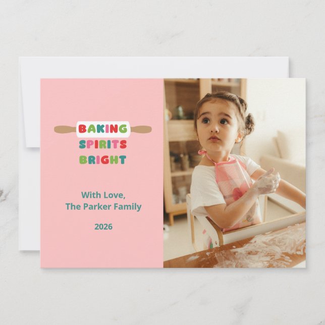 Weihnachtskarten 'Baking Spirits Bright' Einladung (Vorderseite)