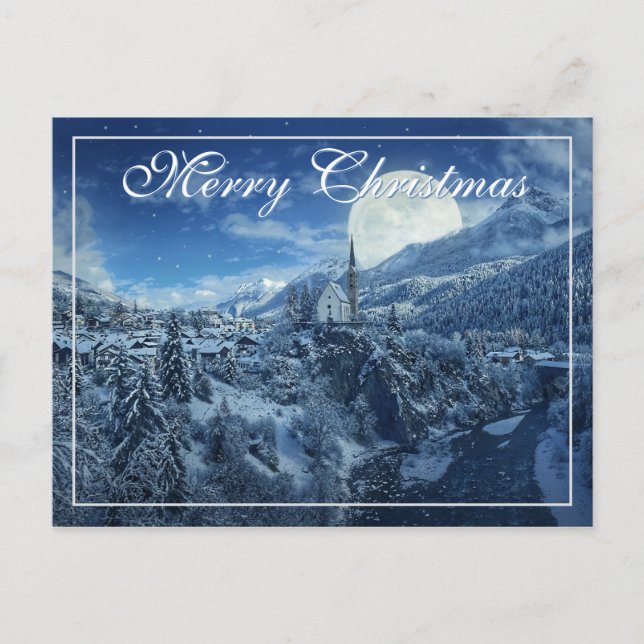 Weihnachtskarten der Snowy Church Postkarte (Vorderseite)