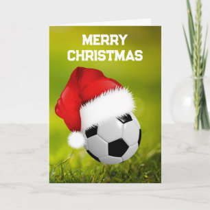 Weihnachtskarten für Fußball und Weihnachtsmann Karte