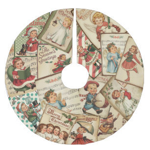 Weihnachtskarten für viktorianische Kinder Polyester Weihnachtsbaumdecke