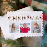 Weihnachtskarten Gold Dankeskarte<br><div class="desc">Wünschen Sie allen,  die Sie wissen,  sehr glücklich Urlaub mit dieser schönen Fotokarte! Editieren Sie einfach das Foto,  Familienname und die Nachricht auf der Rückseite!</div>