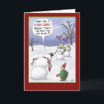 Weihnachtskarten: Größen wichtig Feiertagskarte<br><div class="desc">A cartoon Christmas greeting card with a cartoon of a Snowman letting a kid know how displeased he is with the choices he has made in putting him together. The inside of the card reads "Wishing you a very Merry Christmas and Happy Holidays filled with fun... food and family.</div>