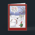 Weihnachtskarten: Größen wichtig Feiertagskarte<br><div class="desc">A cartoon Christmas greeting card with a cartoon of a Snowman letting a kid know how displeased he is with the choices he has made in putting him together. The inside of the card reads "Wishing you a very Merry Christmas and Happy Holidays filled with fun... food and family.</div>