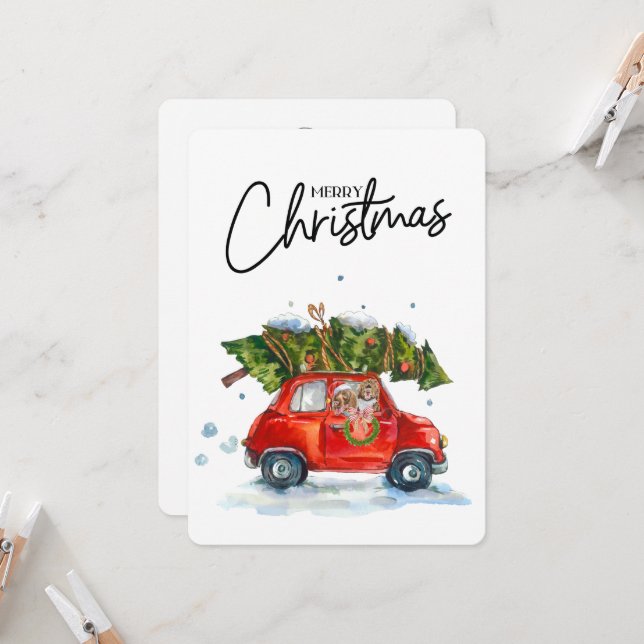 Weihnachtskarten-Jungtiere mit Baum (Vorderseite/Rückseite Beispiel)