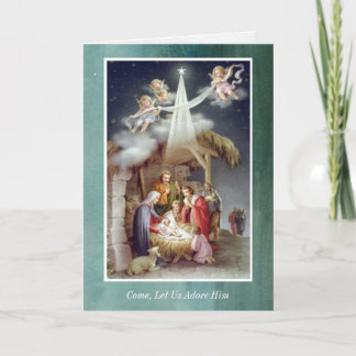 Weihnachtskarten | Lass uns Adore Ihm Feiertagskarte