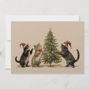 Weihnachtskarten Papier rustikale Design Katzen Feiertagskarte