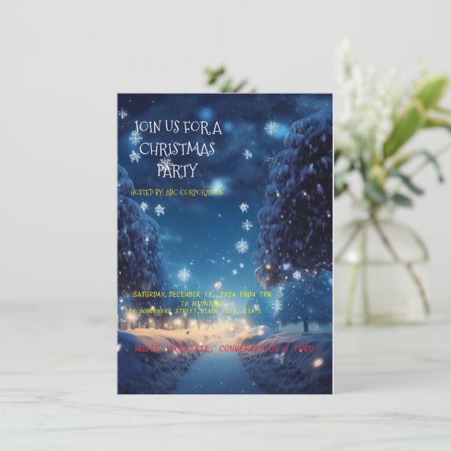 Weihnachtskarten Party Einladung (Stehend Vorderseite)