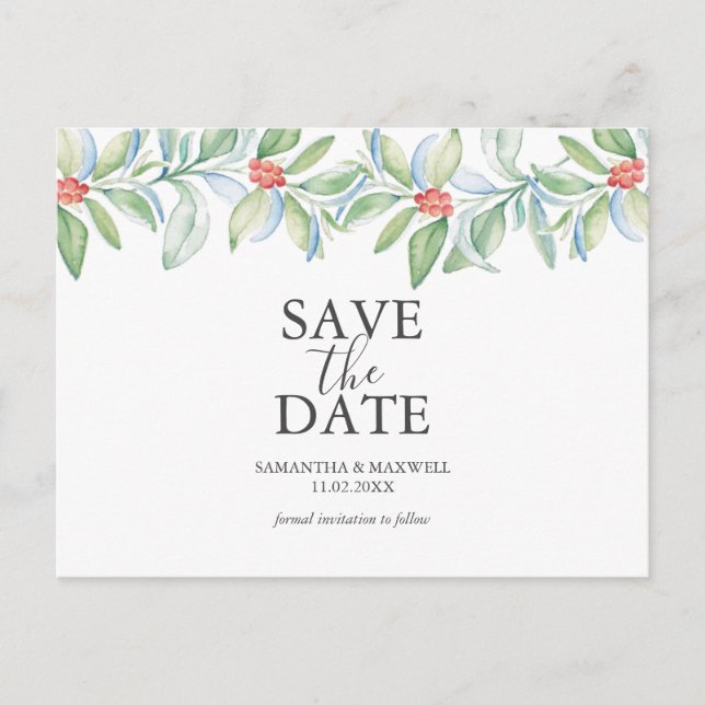 Weihnachtskarten Save the Date Ankündigungspostkarte (Vorderseite)