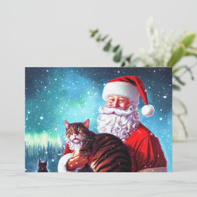 Weihnachtskarten und Katzen-Flachbildschirm Mitteilungskarte (Stehend Vorderseite)