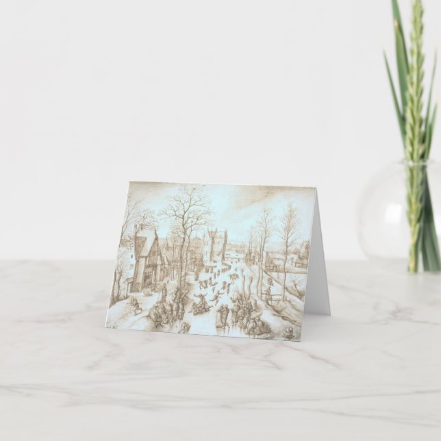 Weihnachtskarten WINTER & SKATER (1886) Feiertagskarte (Vorderseite)