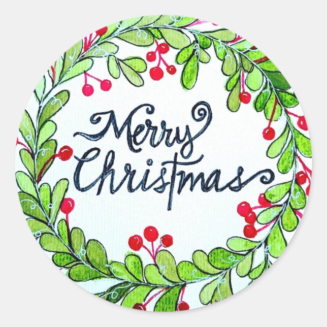 Weihnachtskartentkleber Runder Aufkleber (Vorderseite)