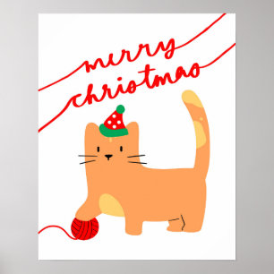 Weihnachtskartentuster, Weihnachtskätzchen, Weihna Poster