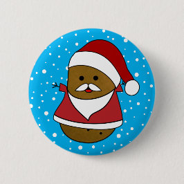 WeihnachtsKartoffel in Weihnachtsmannmütze und Anz Button
