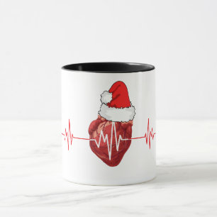 Weihnachtskartologe Santa Red Heart Cardiology Tasse