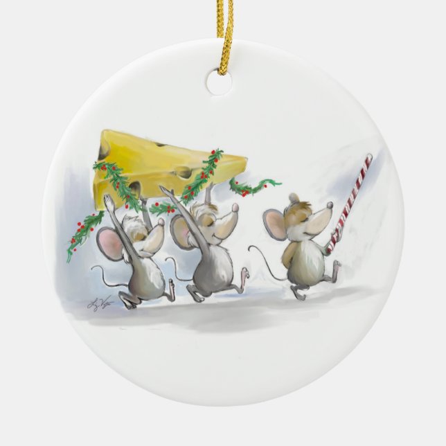Weihnachtskäsemaschine Keramikornament (Vorne)