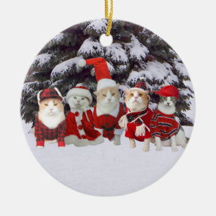 WeihnachtsKätzchen Keramik Ornament