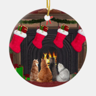 WeihnachtsKätzchen Keramikornament