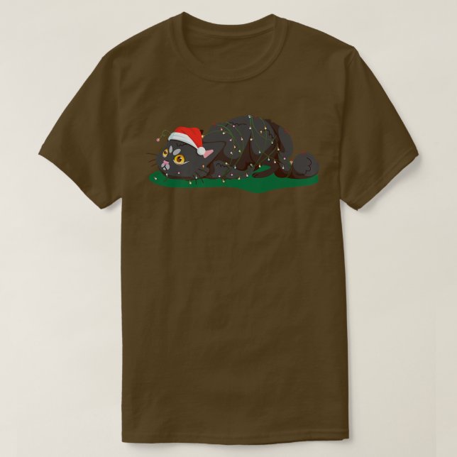 Weihnachtskätzchen mit bunten Lichtern Ugly Christ T-Shirt (Design vorne)