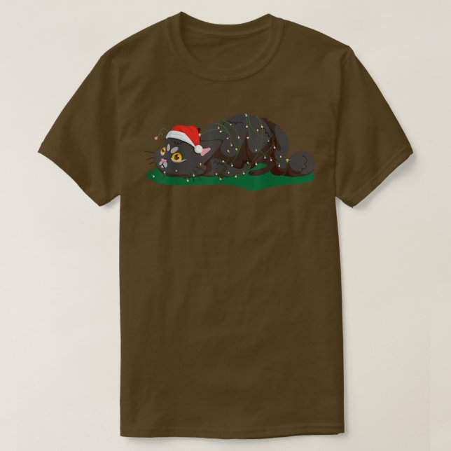 Weihnachtskätzchen mit bunten Lichtern Ugly Christ T-Shirt (Design vorne)