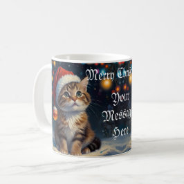 Weihnachtskätzchen mit Weihnachtsmannmütze Kaffeetasse