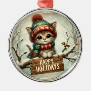 Weihnachtskätzchen Ornament Aus Metall