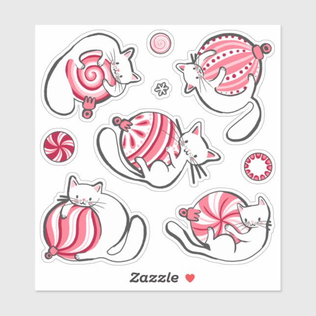 Weihnachtskätzchen Peppermint Candy Sticker Sheet (Blatt)