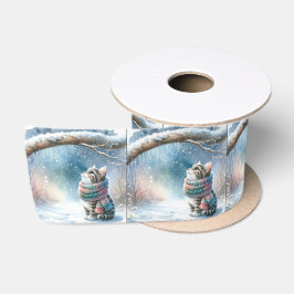 Weihnachtskätzchen tragen einen Winterskarf Satinband