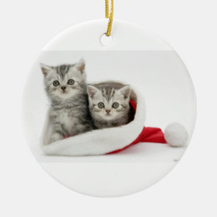 Weihnachtskätzchen-Verzierung Keramik Ornament