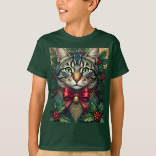 Weihnachtskatze 2024 Kindergröße T-Shirt