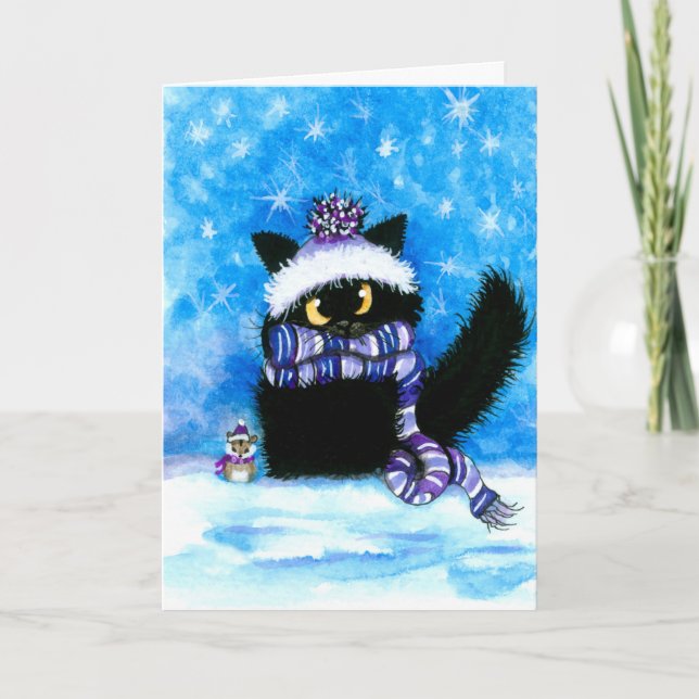 Weihnachtskatze 5" x 7" Klappkarte Karte (Vorderseite)