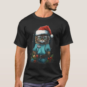 Weihnachtskatze Anästhesist Lustige Katze Medizin  T-Shirt