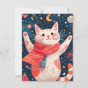 Weihnachtskatze Aquarellmalerei Postkarte