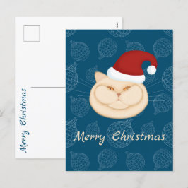 Weihnachtskatze. Britische Katze. Santa Katze. Feiertagspostkarte