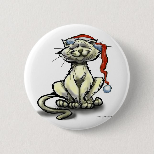 Weihnachtskatze Button (Vorderseite)