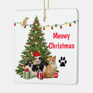 Weihnachtskatze / Cat Lover Holiday Keramikornament
