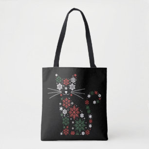 Weihnachtskatze erfand Schneeflocken Lustige Katze Tasche
