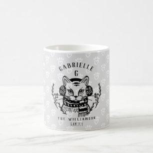 Weihnachtskatze Etching Family Monogram Kaffeetasse