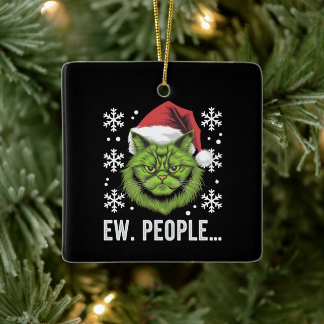 Weihnachtskatze Ew People Meowy Cat Lovers Keramikornament (Baum)