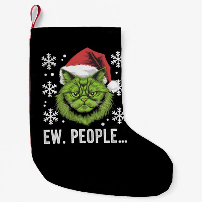 Weihnachtskatze Ew People Meowy Cat Lovers Kleiner Weihnachtsstrumpf (Vorderseite)