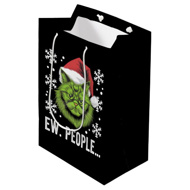 Weihnachtskatze Ew People Meowy Cat Lovers Mittlere Geschenktüte (Vorderseite Schrägansicht)