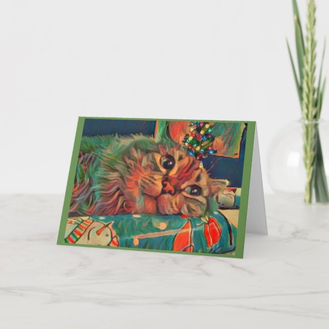 Weihnachtskatze Feiertagskarte (Vorderseite)